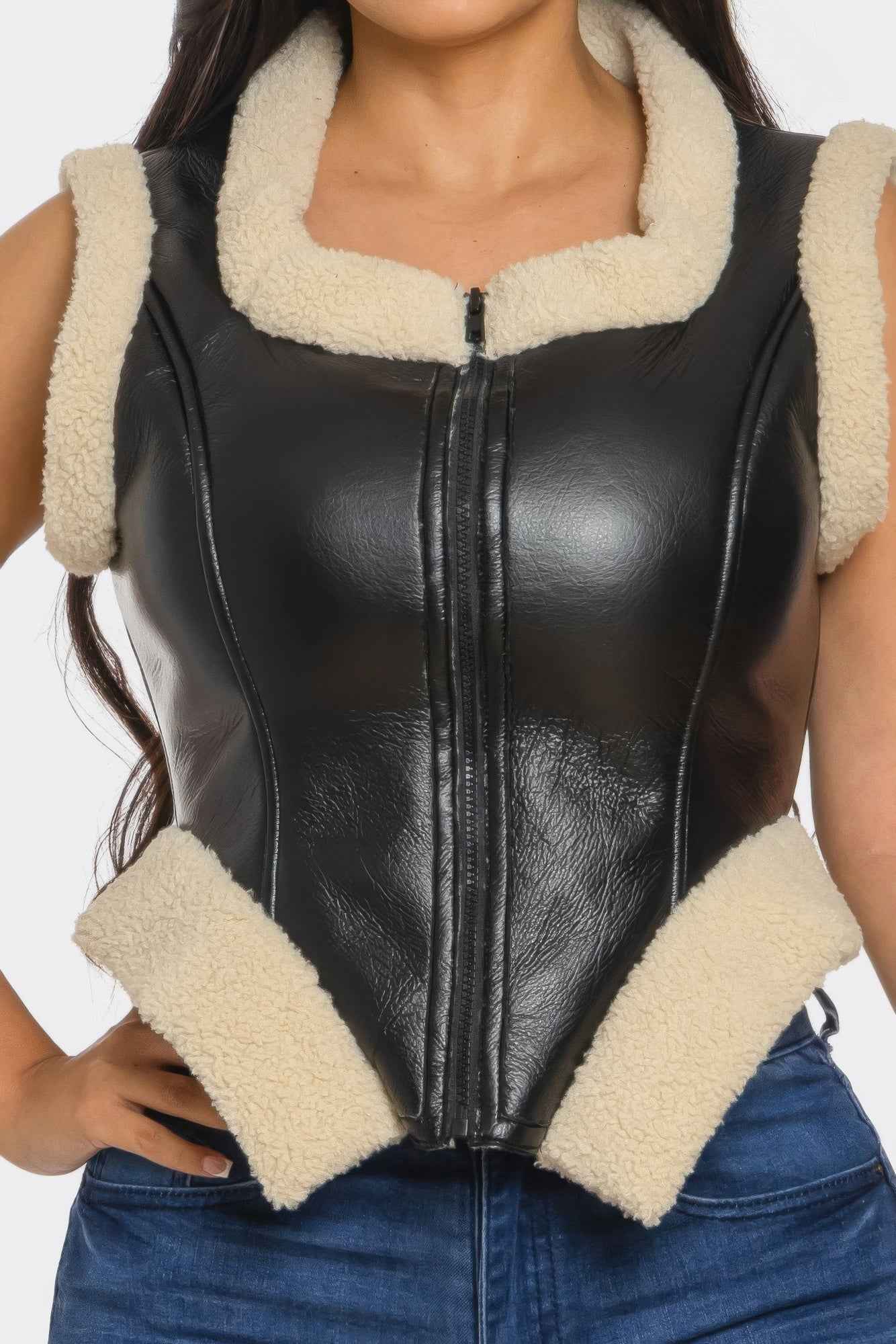 Bucle Trim Leather Vest