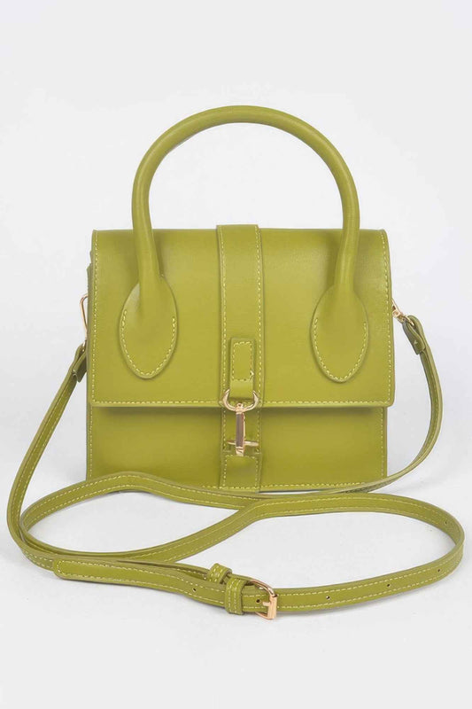 Faux Leather Top Handle Bag