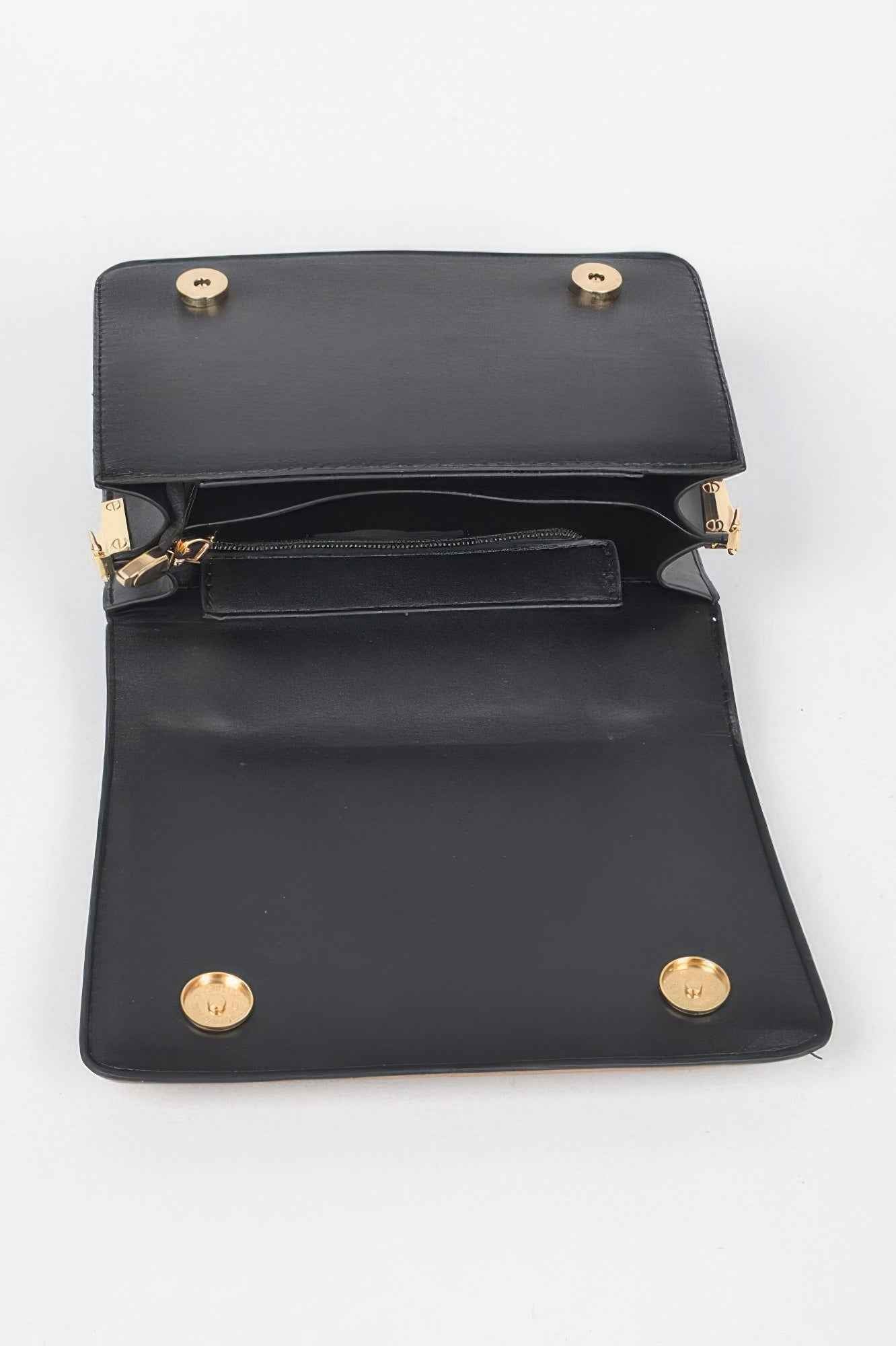Pleated Faux Leather Color Chain Bag