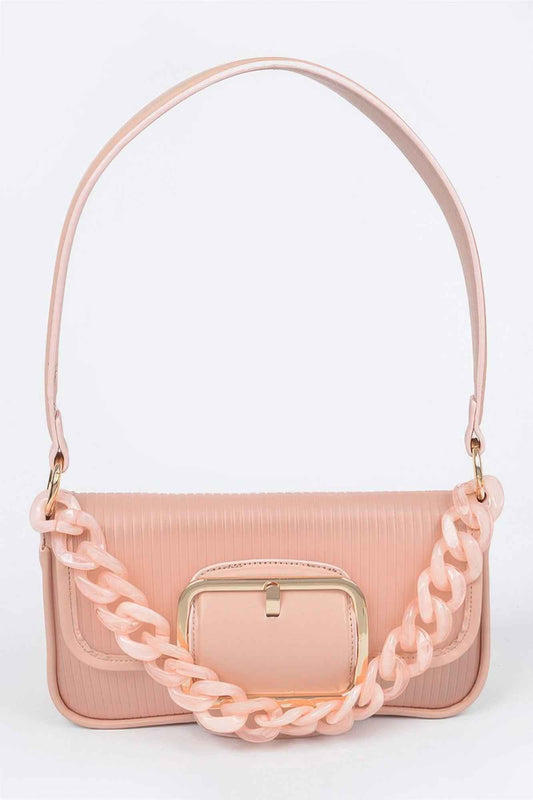 Translucent Metal Buckle Crossbody Bag W/chain