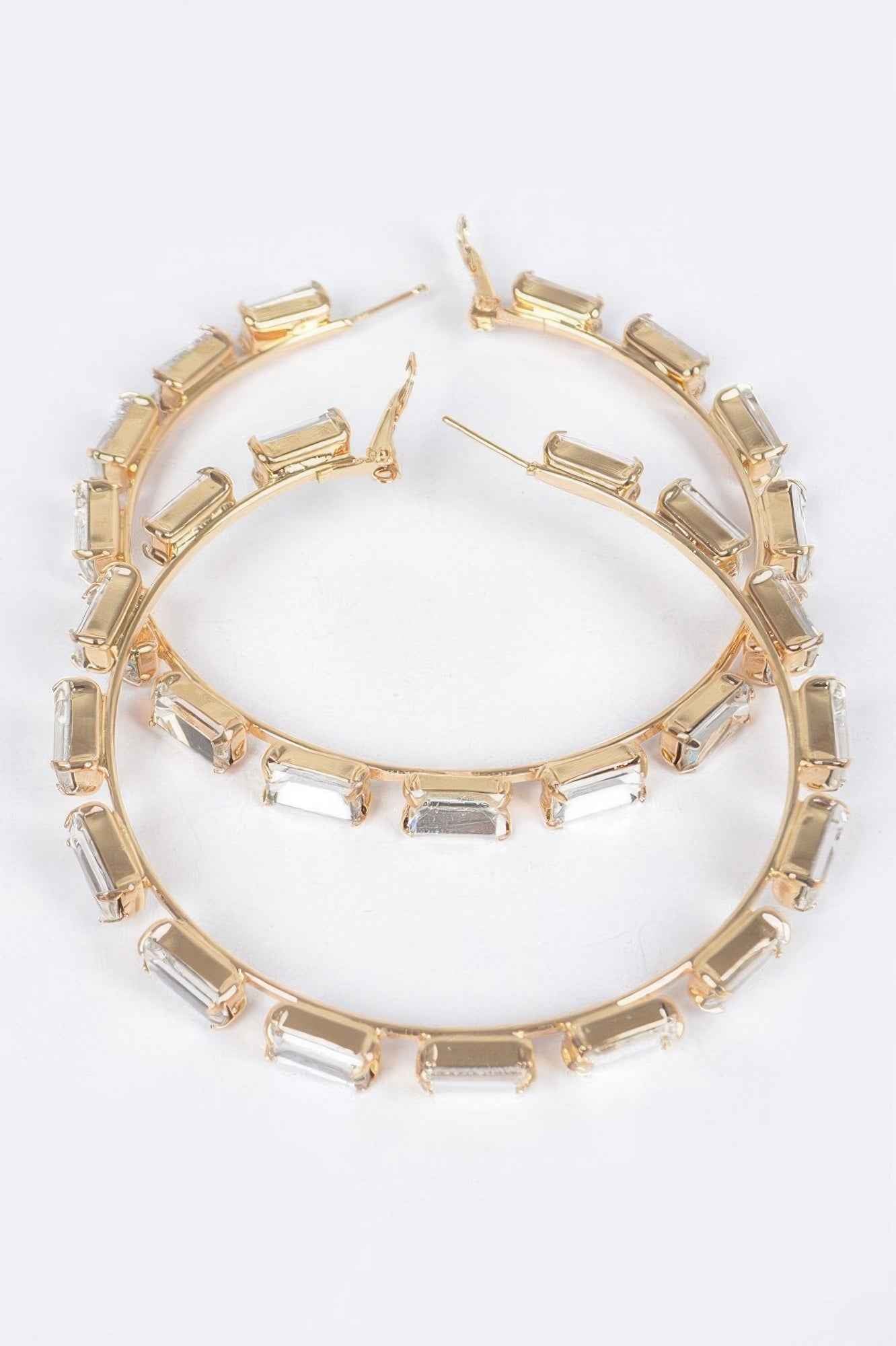 Rectangle Rhinestone Hoop Earring