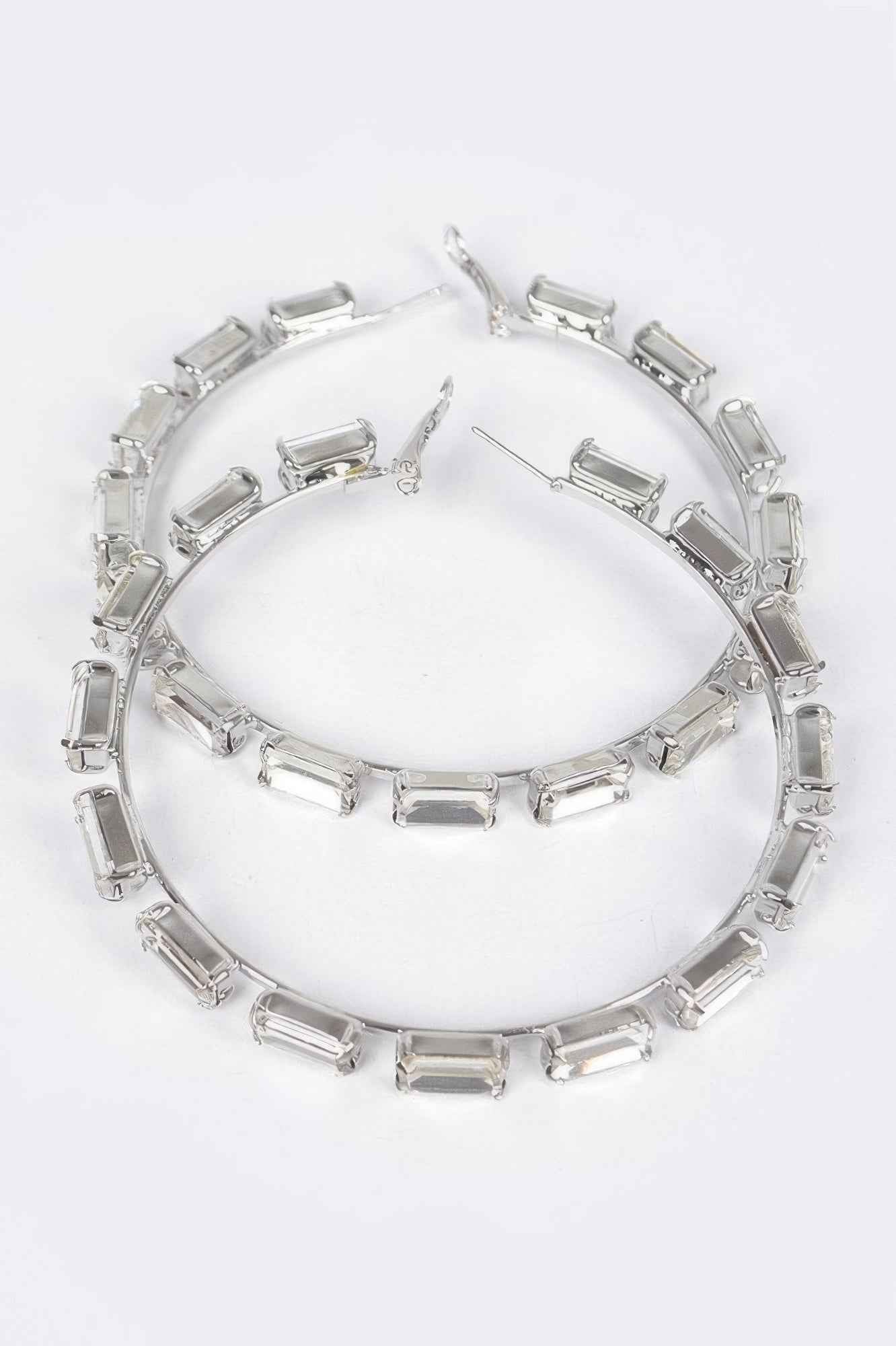 Rectangle Rhinestone Hoop Earring