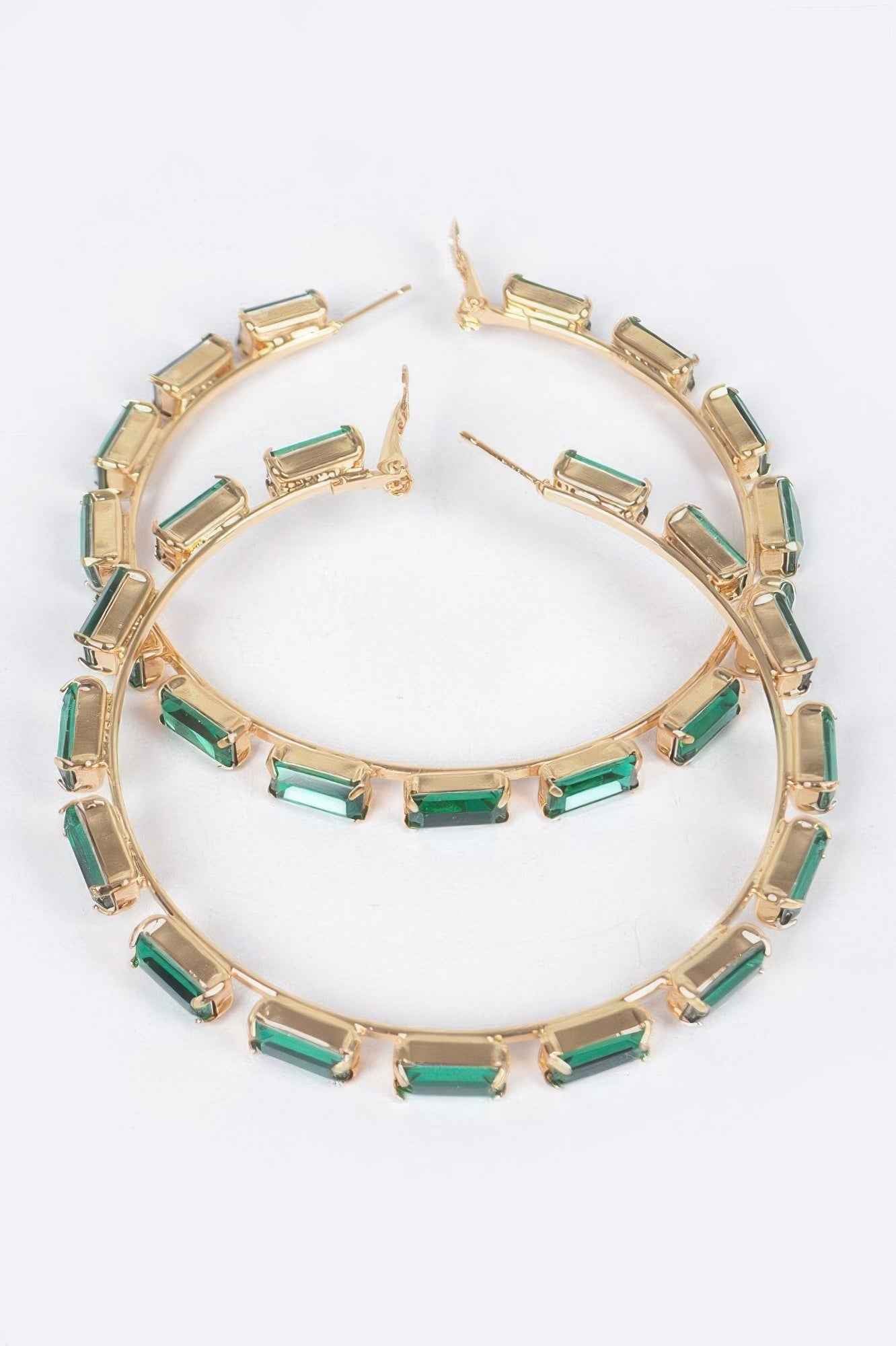 Rectangle Rhinestone Hoop Earring