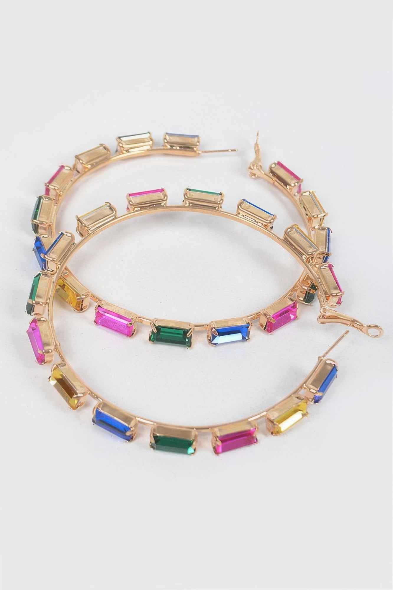 Rectangle Rhinestone Hoop Earring