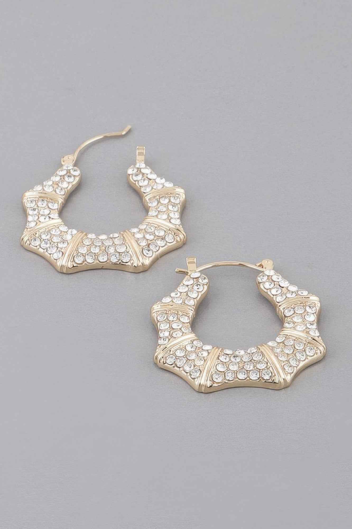 Rhinestone Shoehorn Hoop Earrings