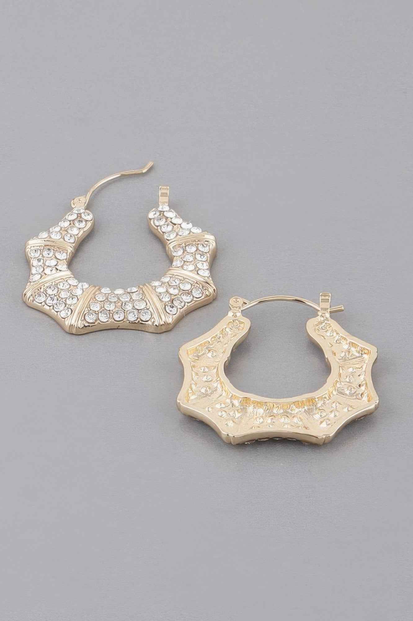 Rhinestone Shoehorn Hoop Earrings