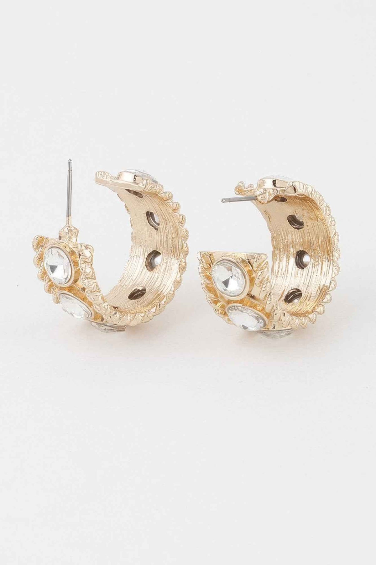 Wide Crystal Hoop Earrings