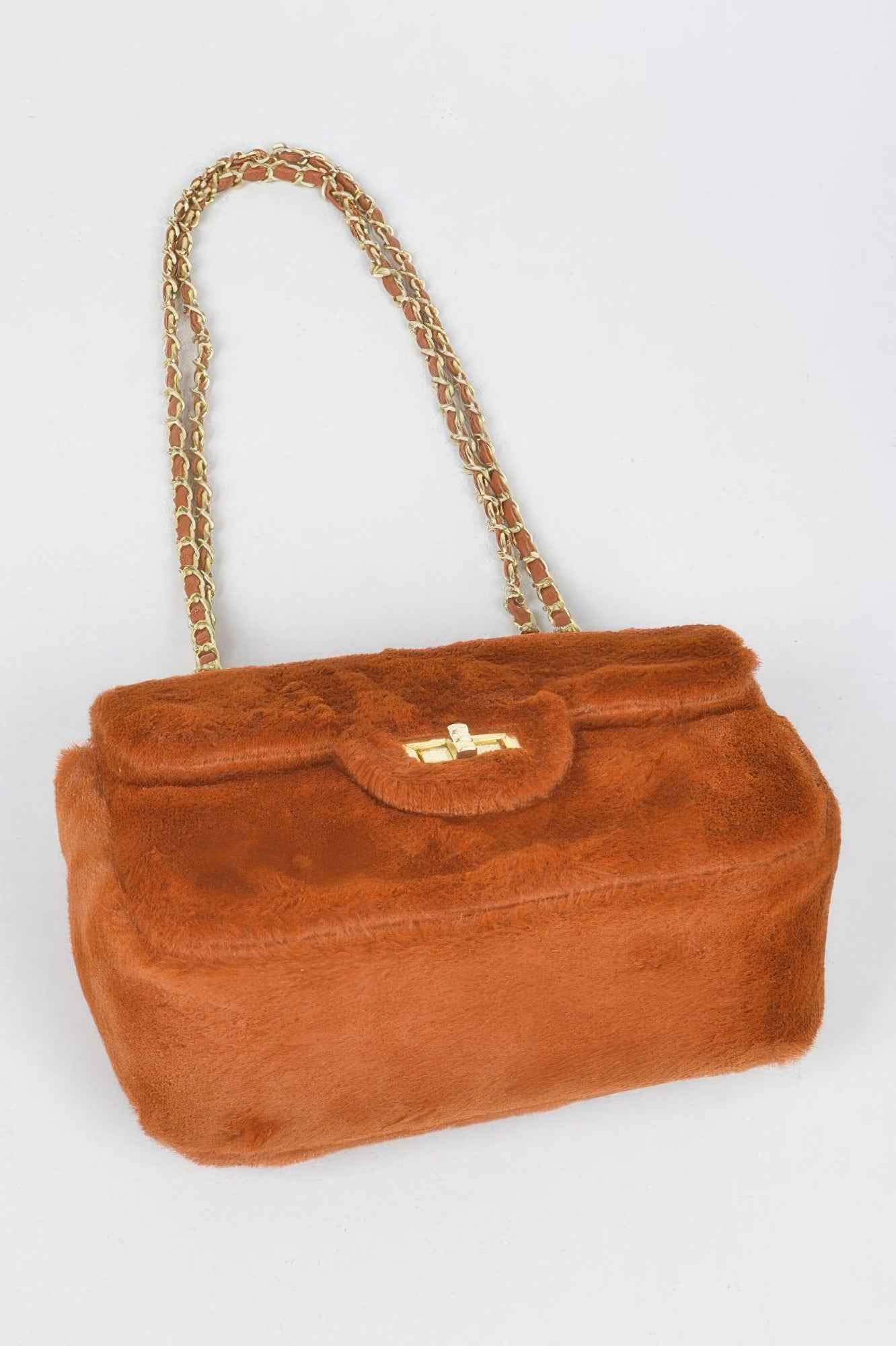 Faux Wool Flap Shoulder Bag