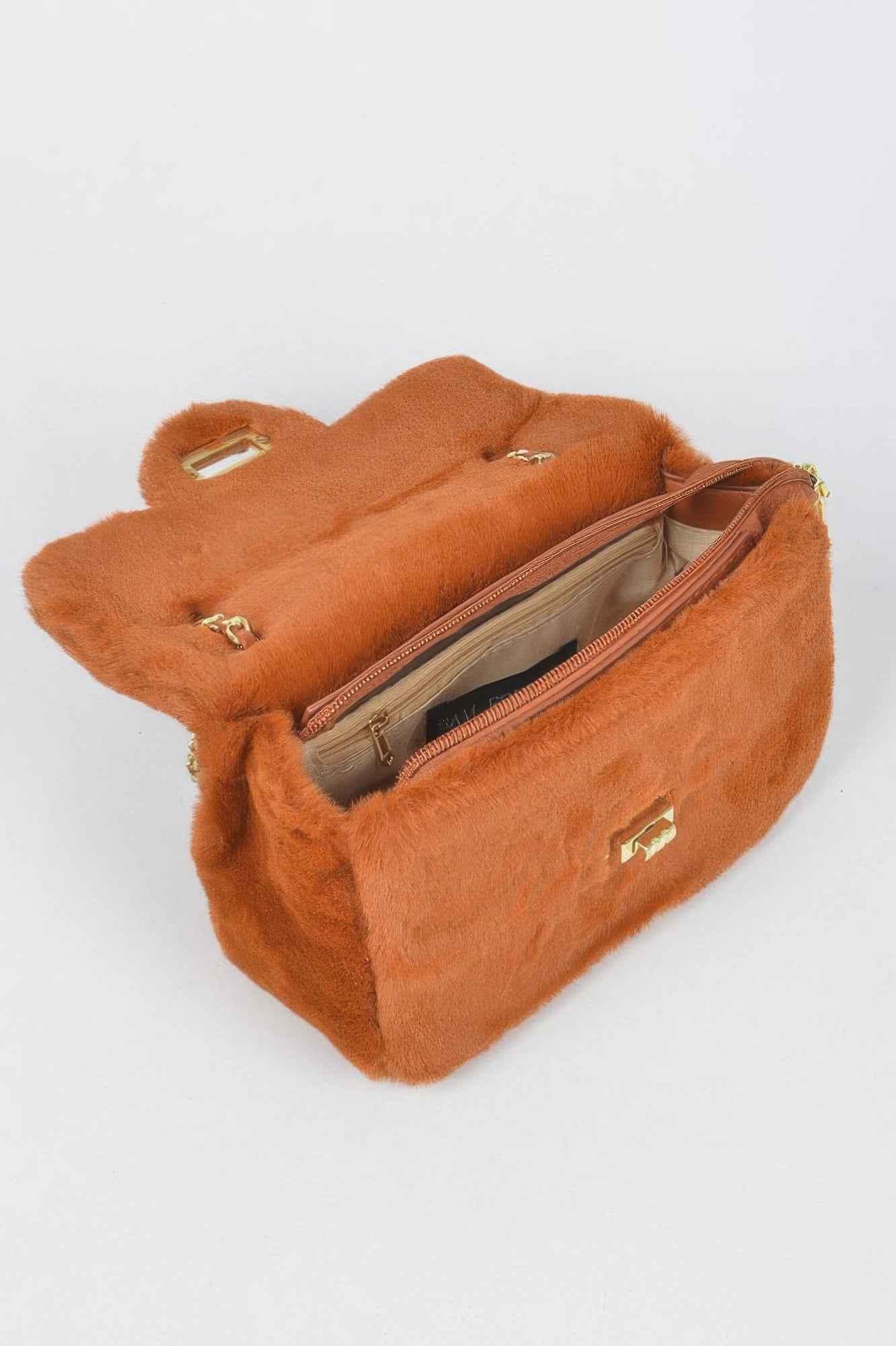 Faux Wool Flap Shoulder Bag