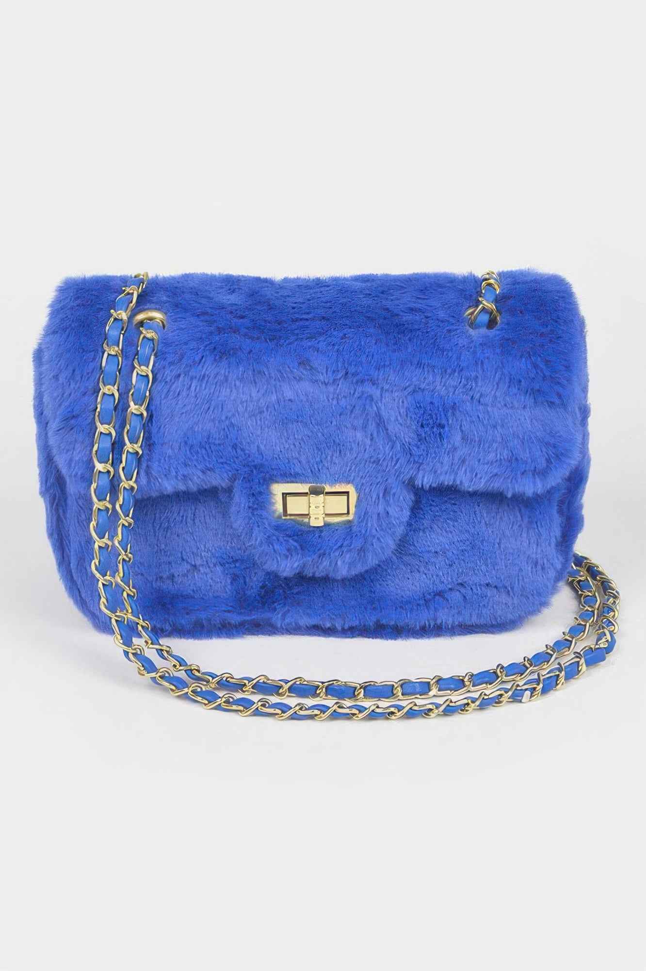 Faux Wool Flap Shoulder Bag