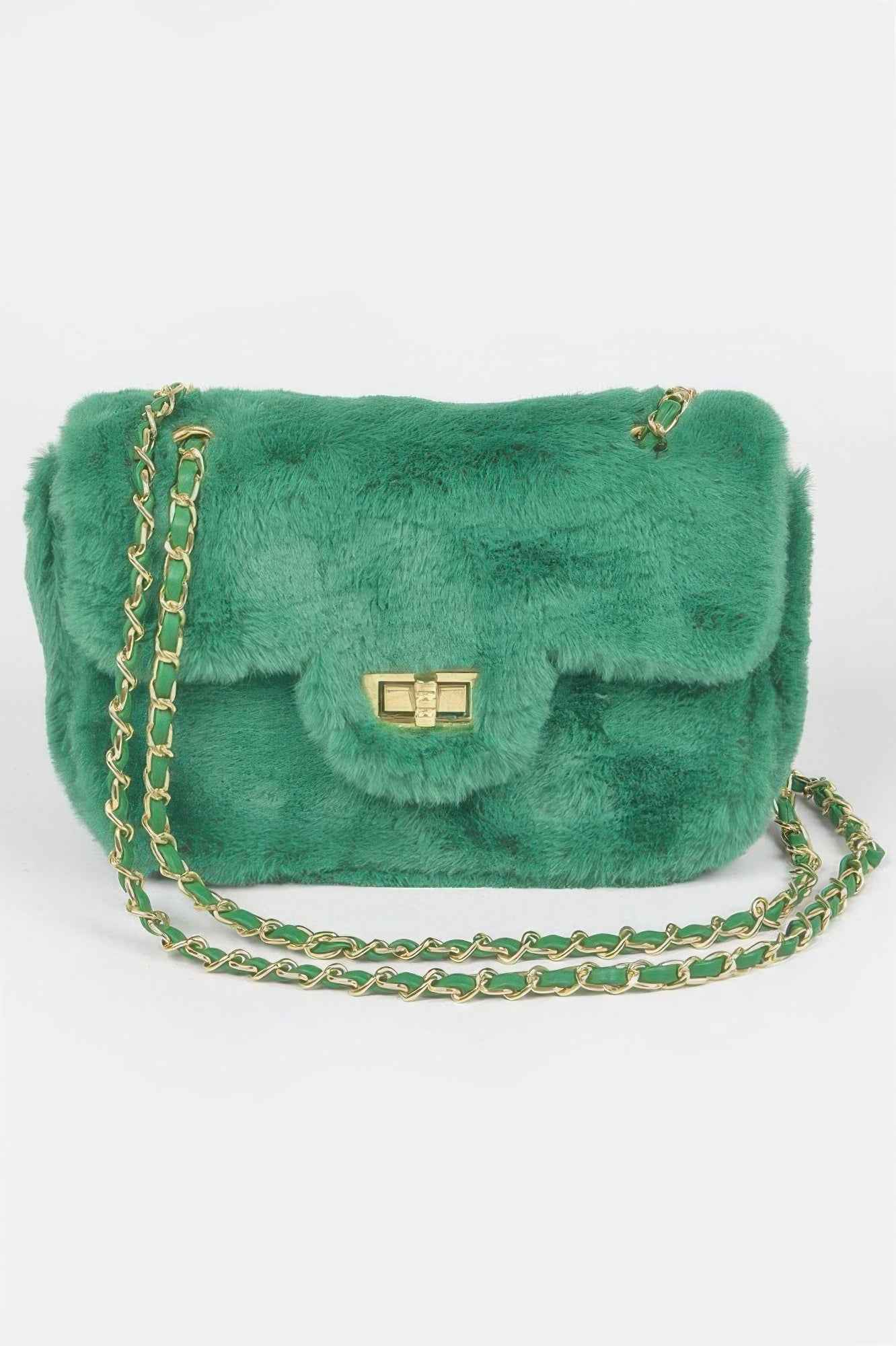 Faux Wool Flap Shoulder Bag