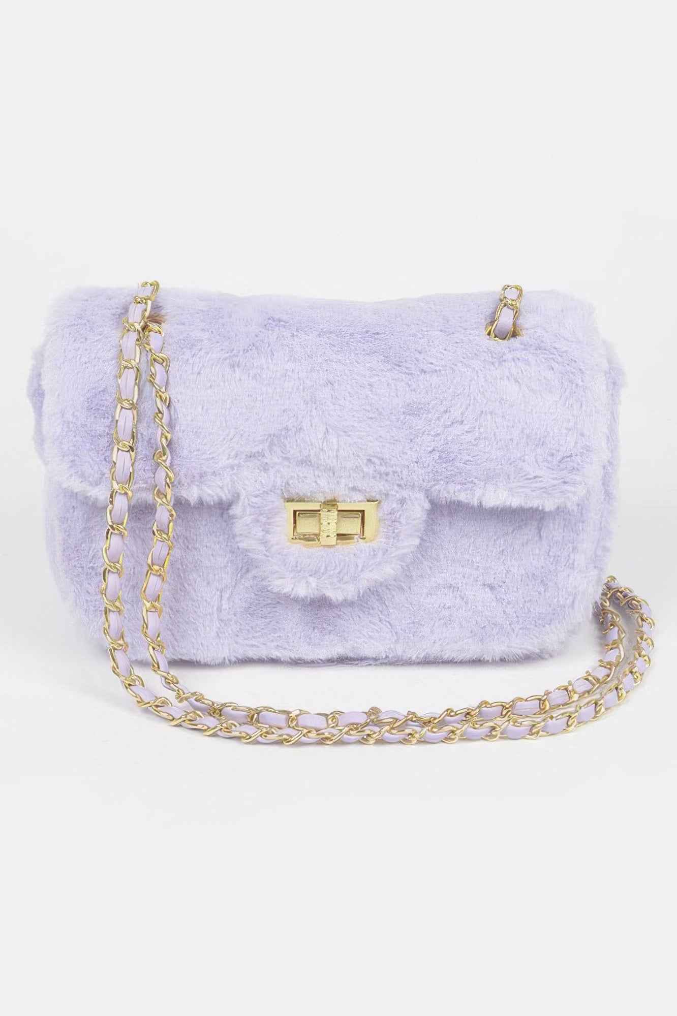 Faux Wool Flap Shoulder Bag