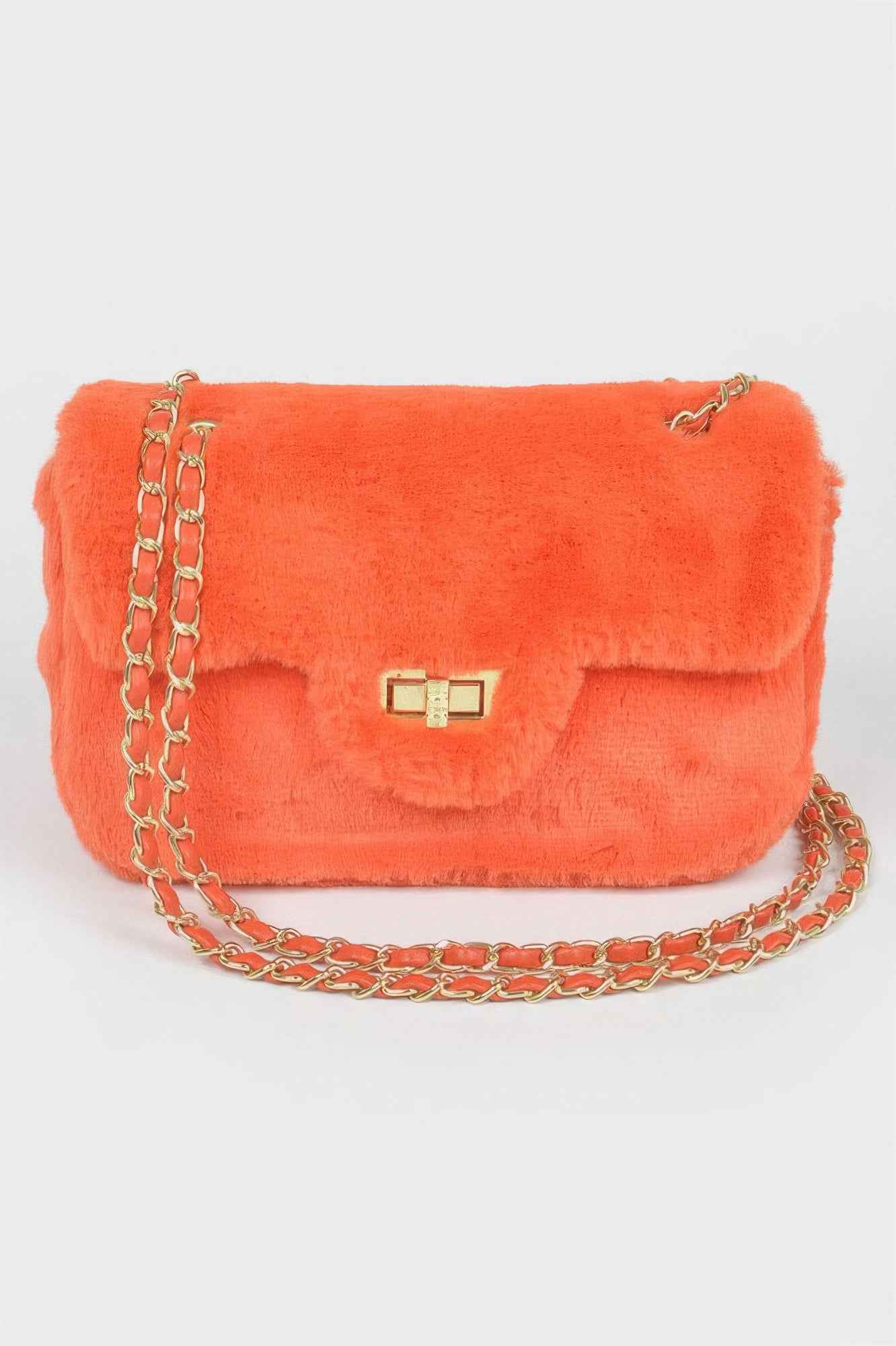 Faux Wool Flap Shoulder Bag