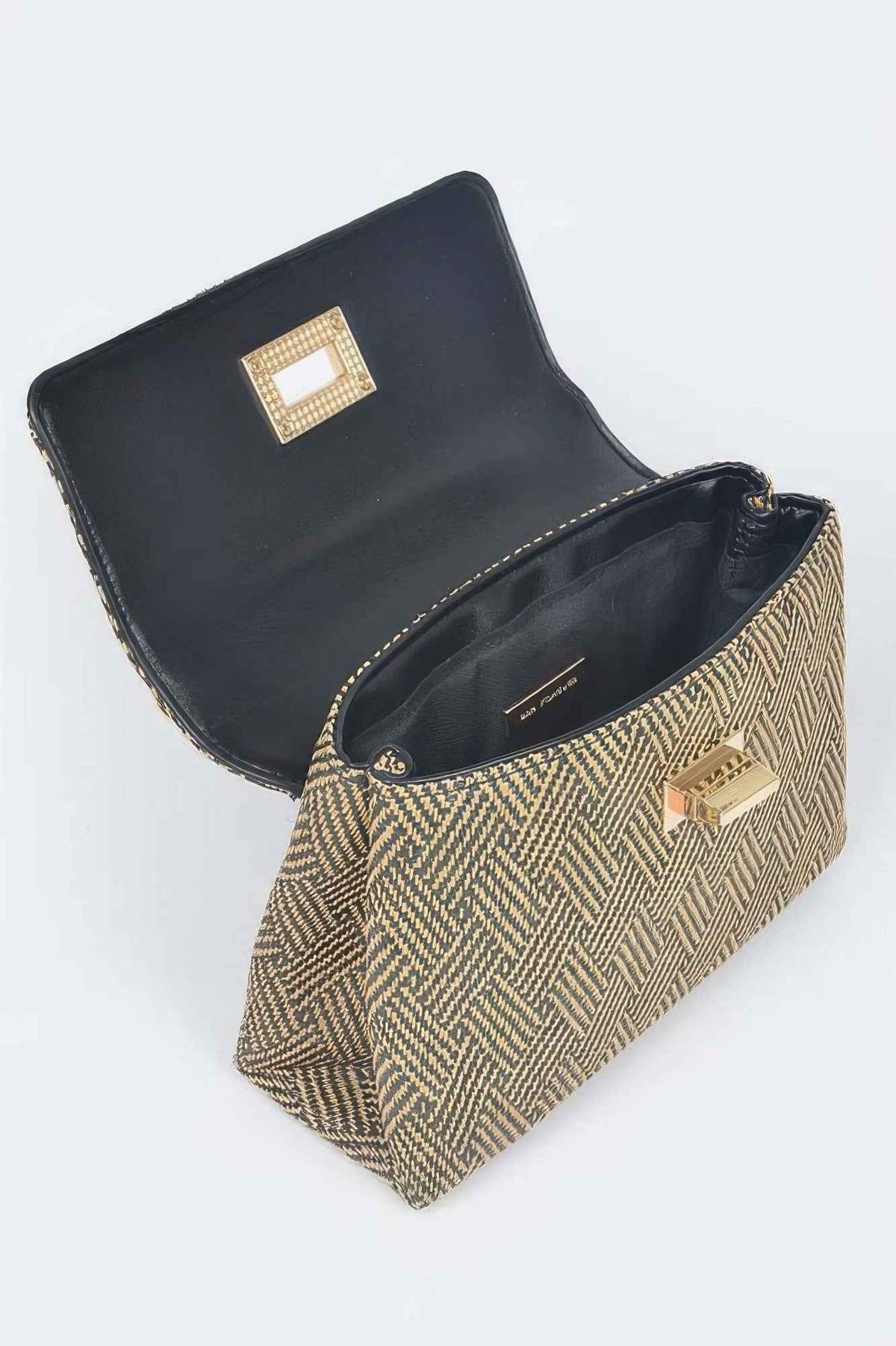 Faux Straw Top Handle Bag