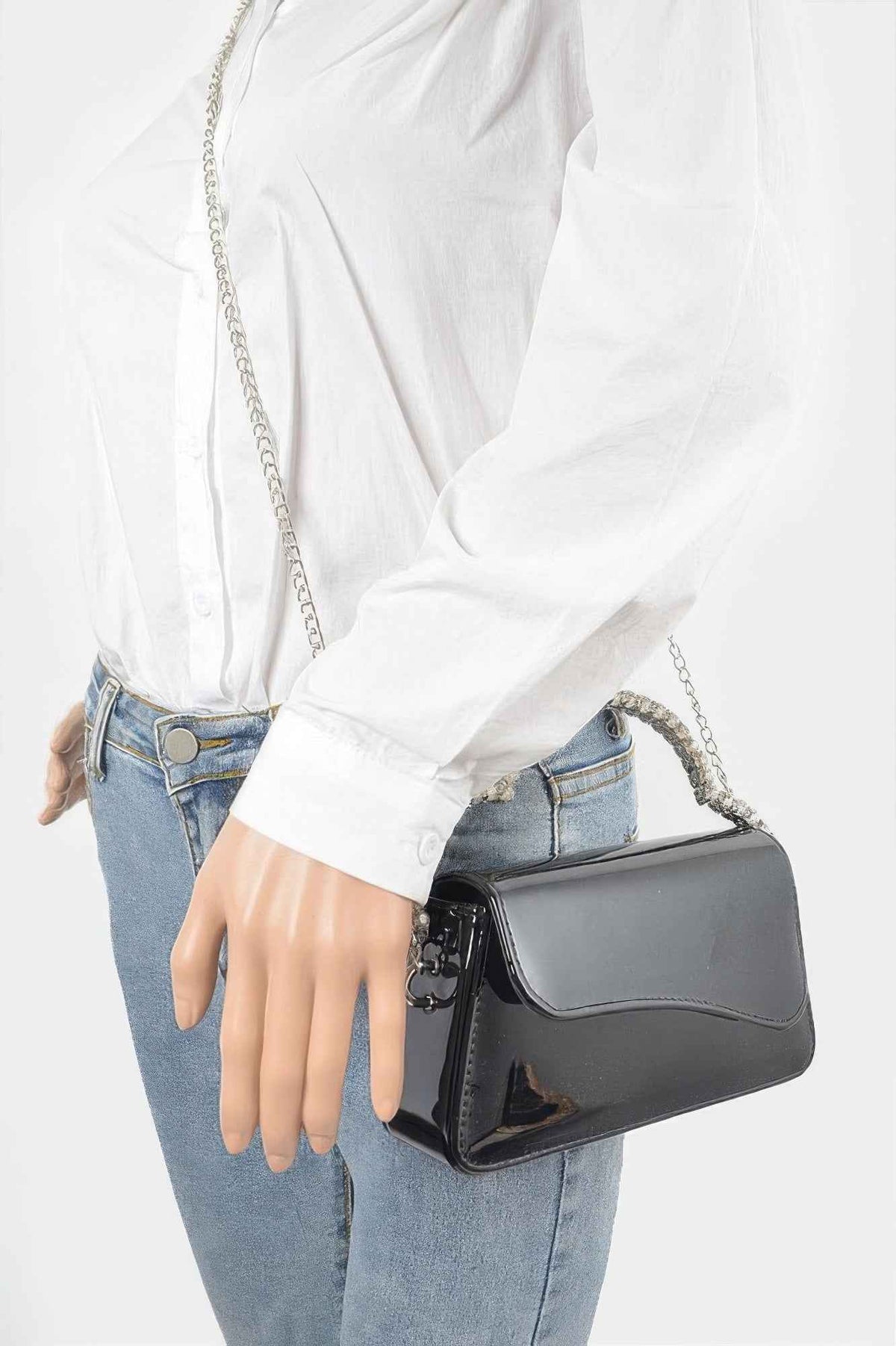Glitter Rhinestone Handle Bag