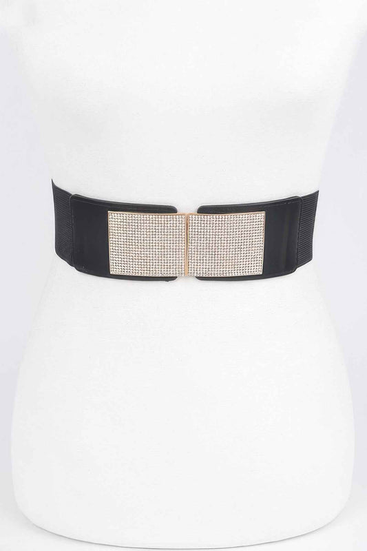 Rhinestone Metal Buckle Stretch Belt