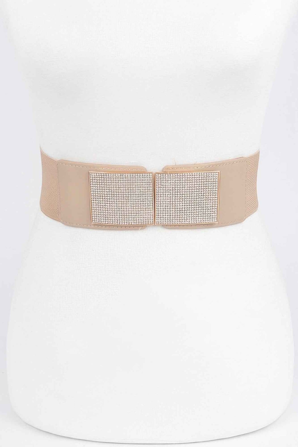 Rhinestone Metal Buckle Stretch Belt