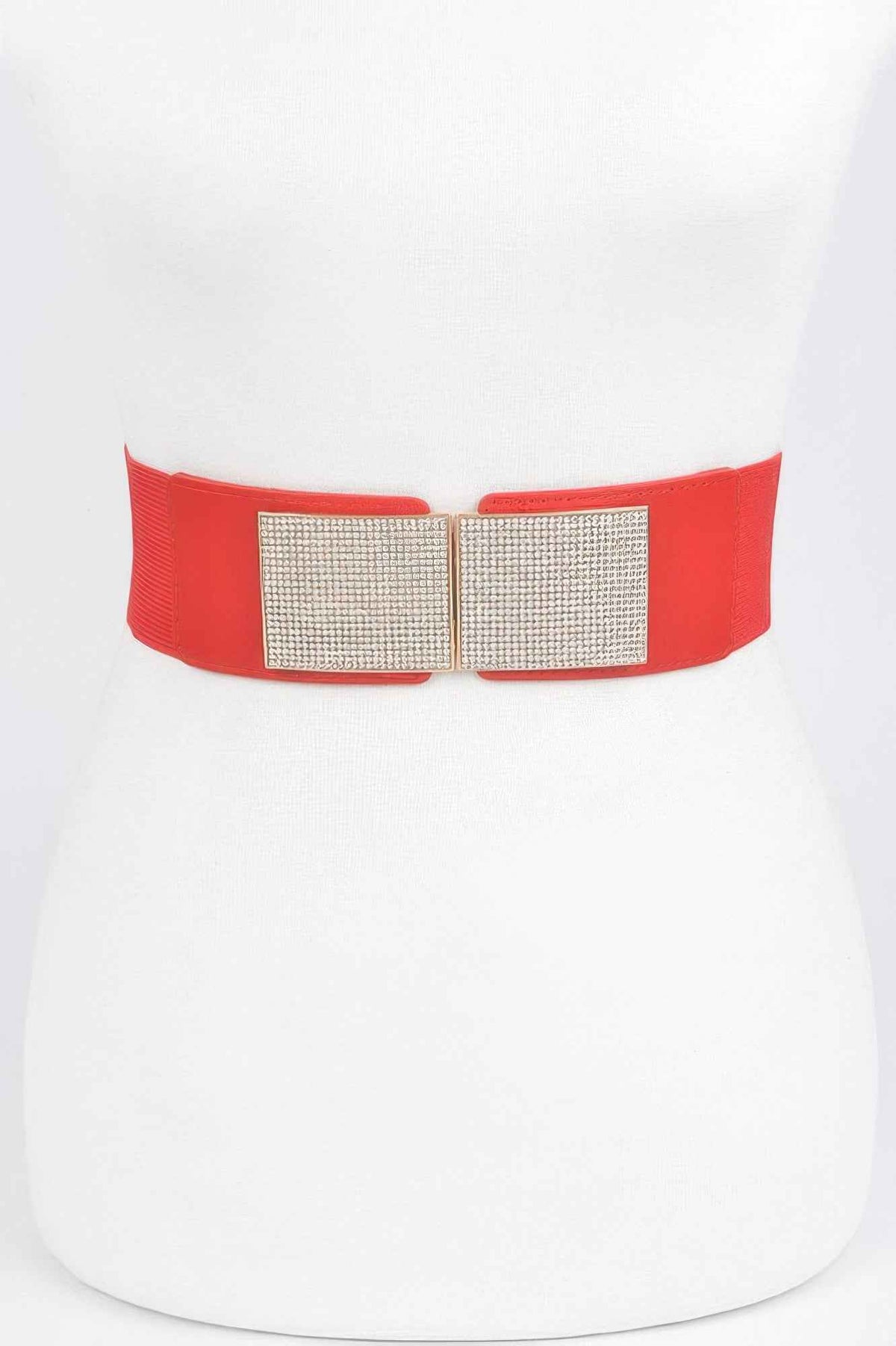 Rhinestone Metal Buckle Stretch Belt
