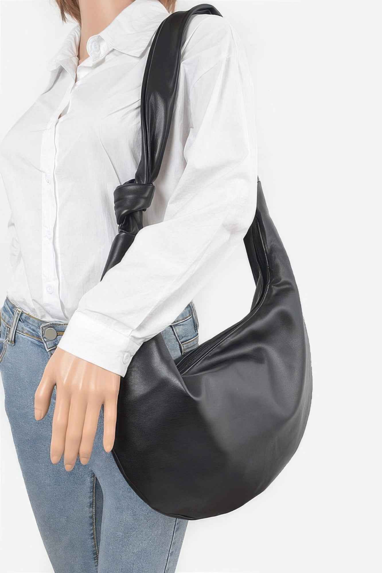 Faux Leather Hobo Bag