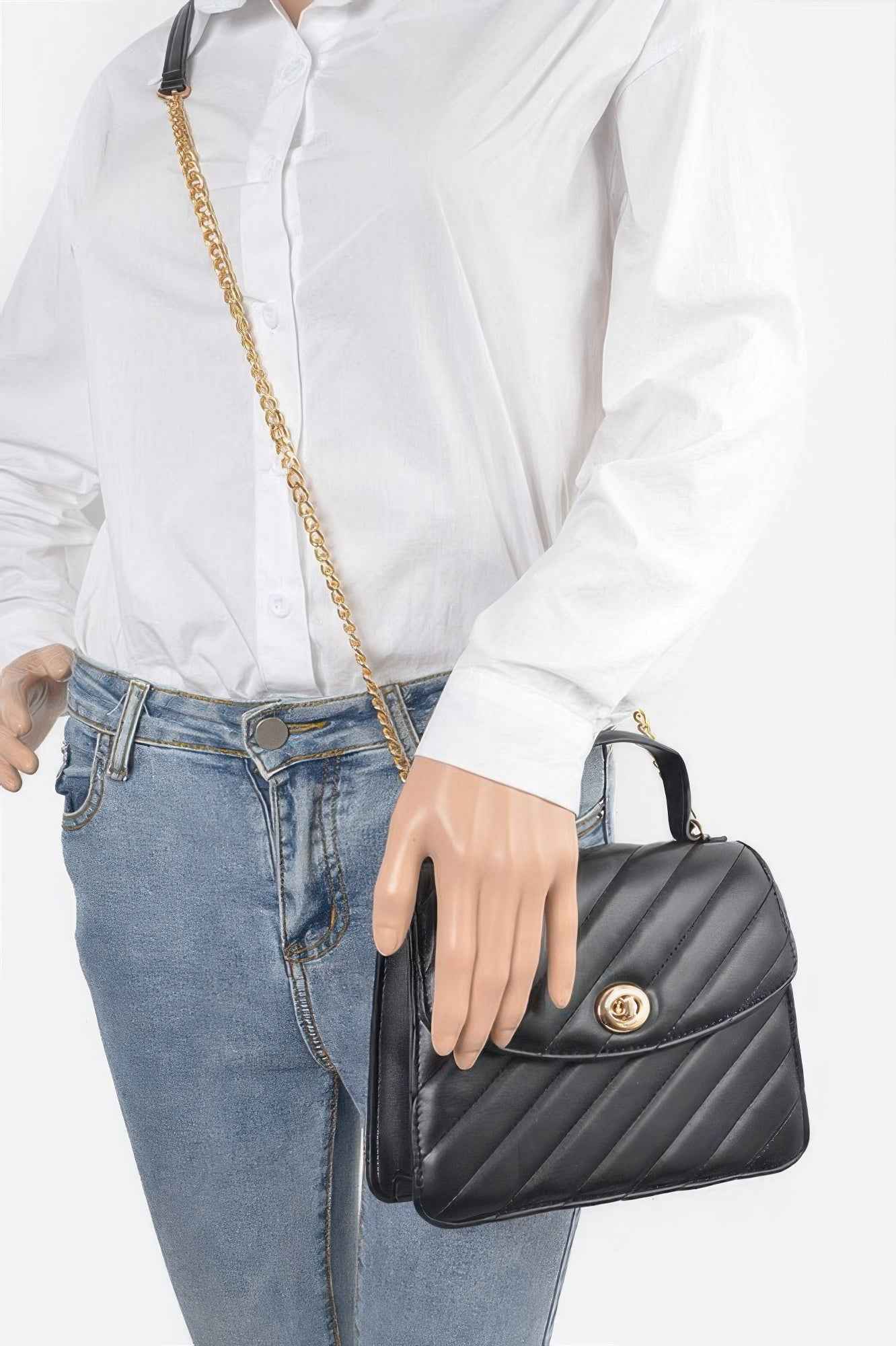 Quilted Top Handle Flap Bag