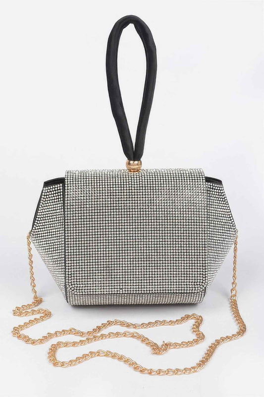 Rhinestone Wrist Band Flap Clutch