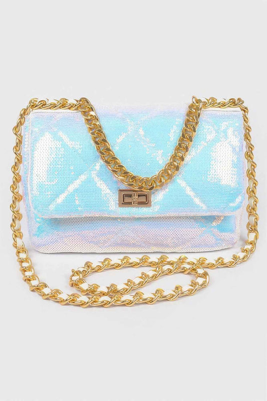 Quilted Sequins Chain Shoulder