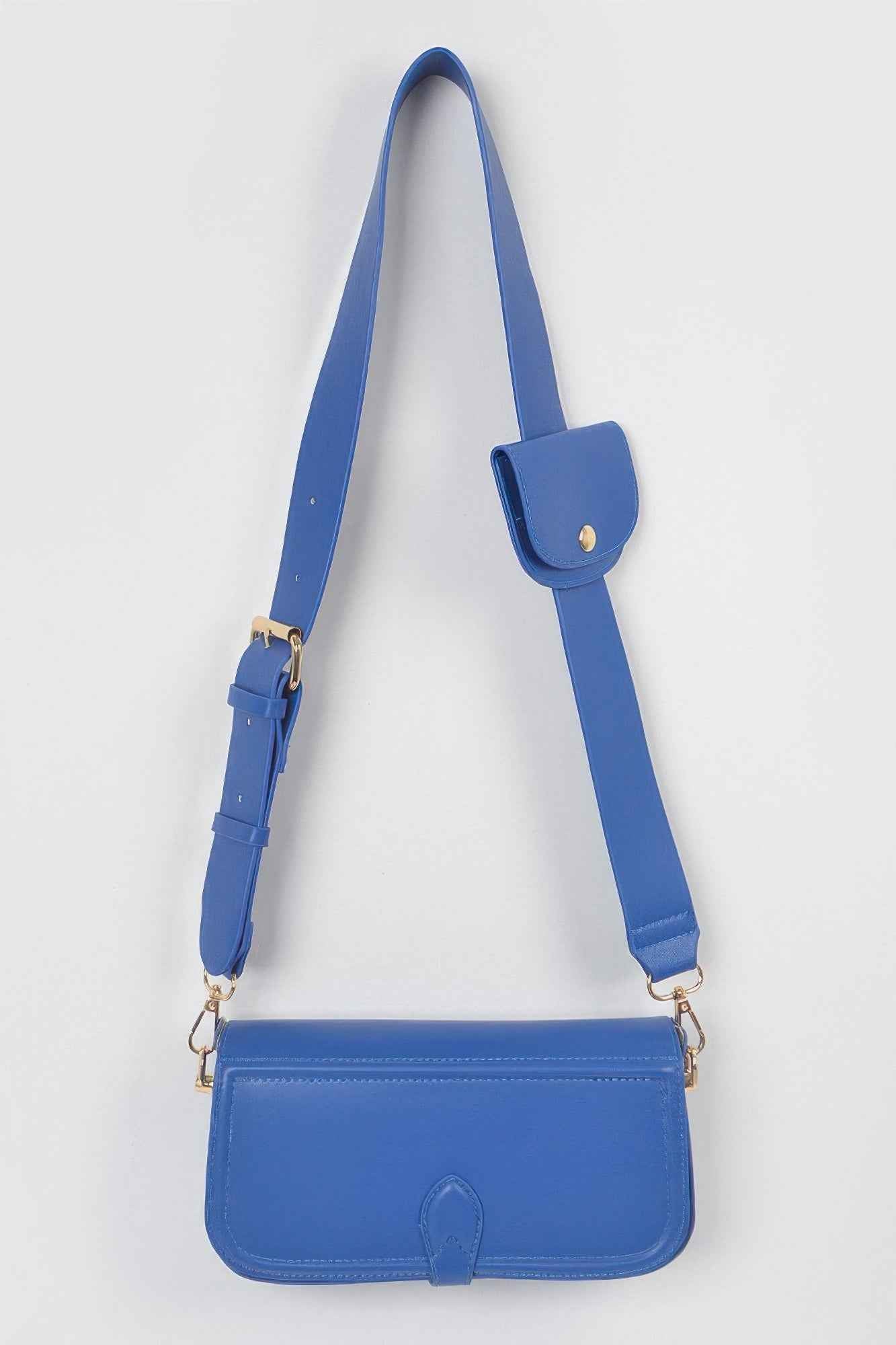 Faux Leather Crossbody Bag W/mini Pouch