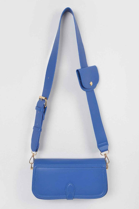 Faux Leather Crossbody Bag W/mini Pouch