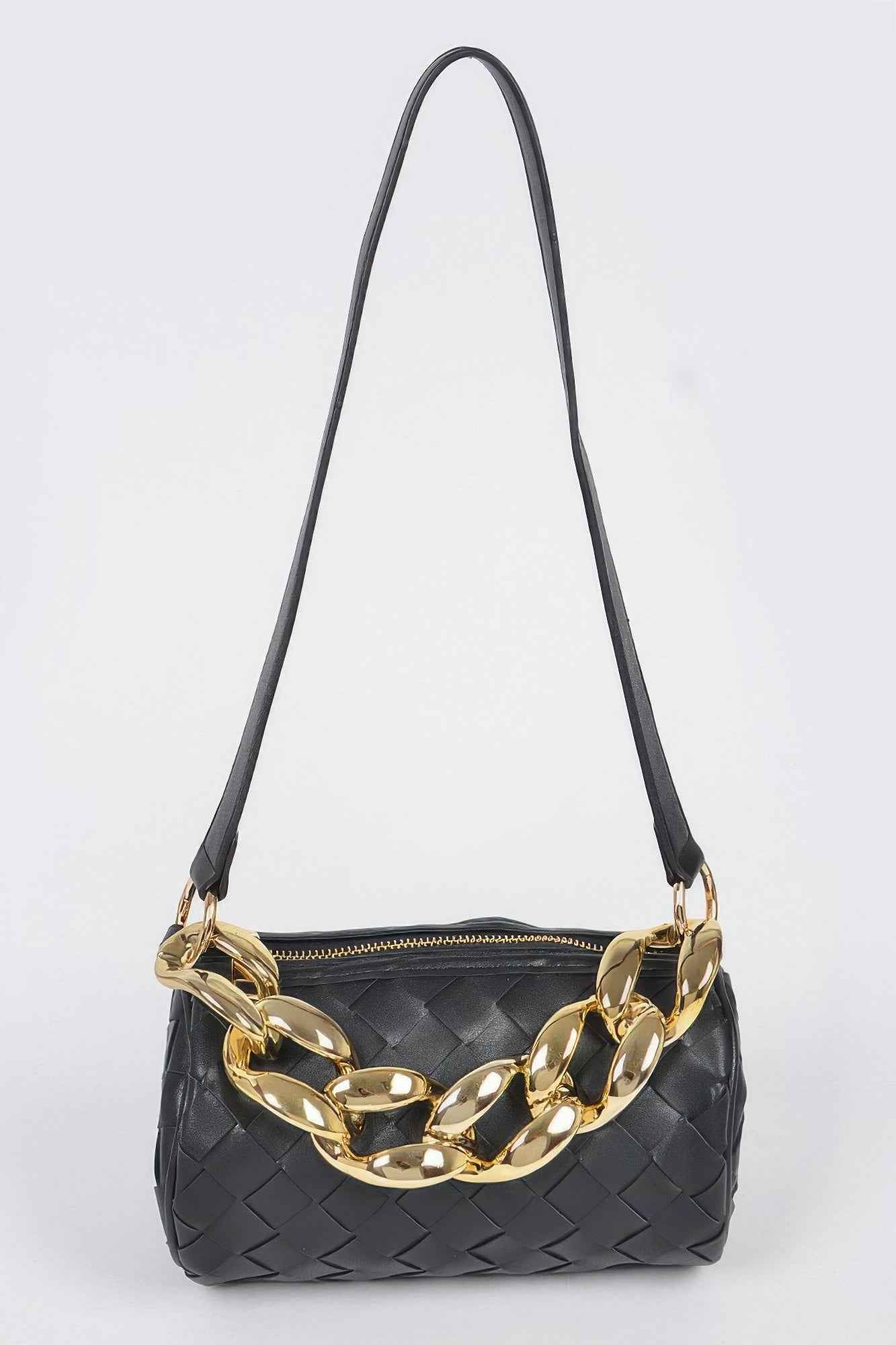 Braided Crossbody Bag W/oversized Chain
