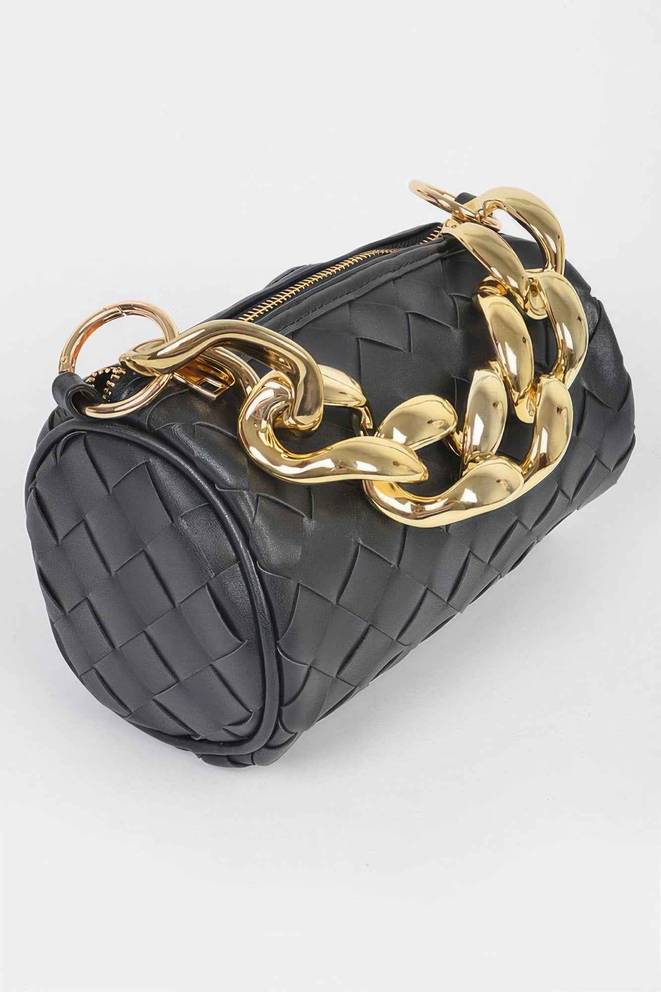 Braided Crossbody Bag W/oversized Chain