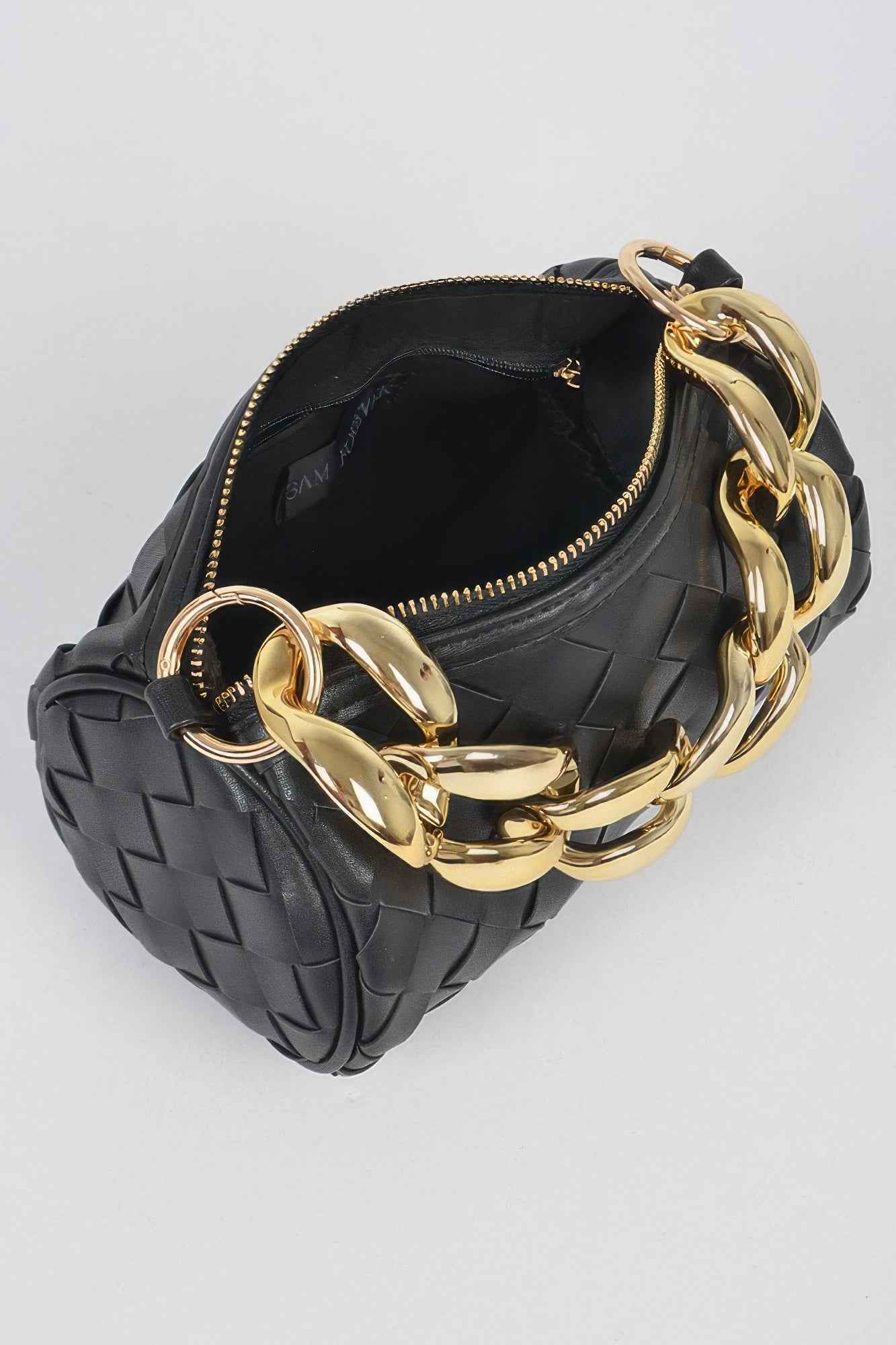 Braided Crossbody Bag W/oversized Chain