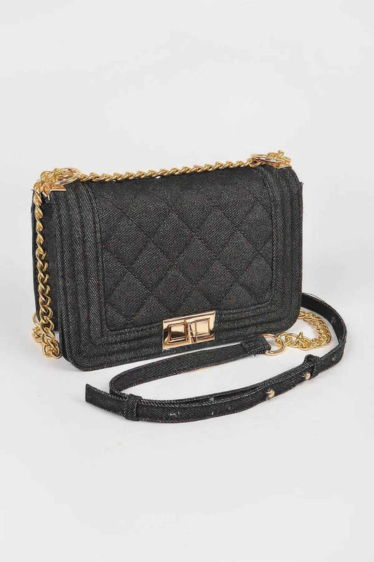 Quilted Denim Crossbody Bag