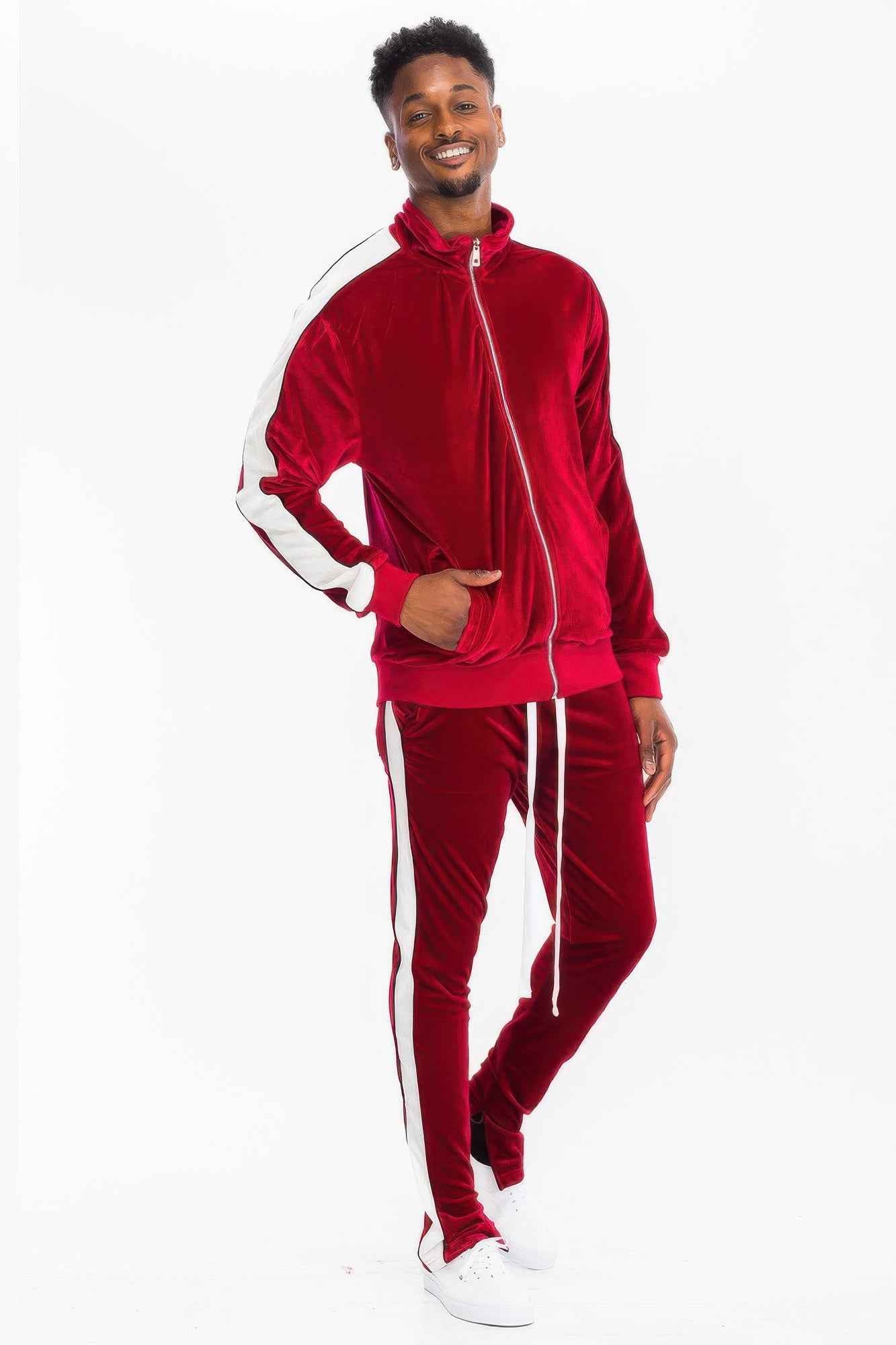 Mens Velour Track Jacket And Track Pant Set