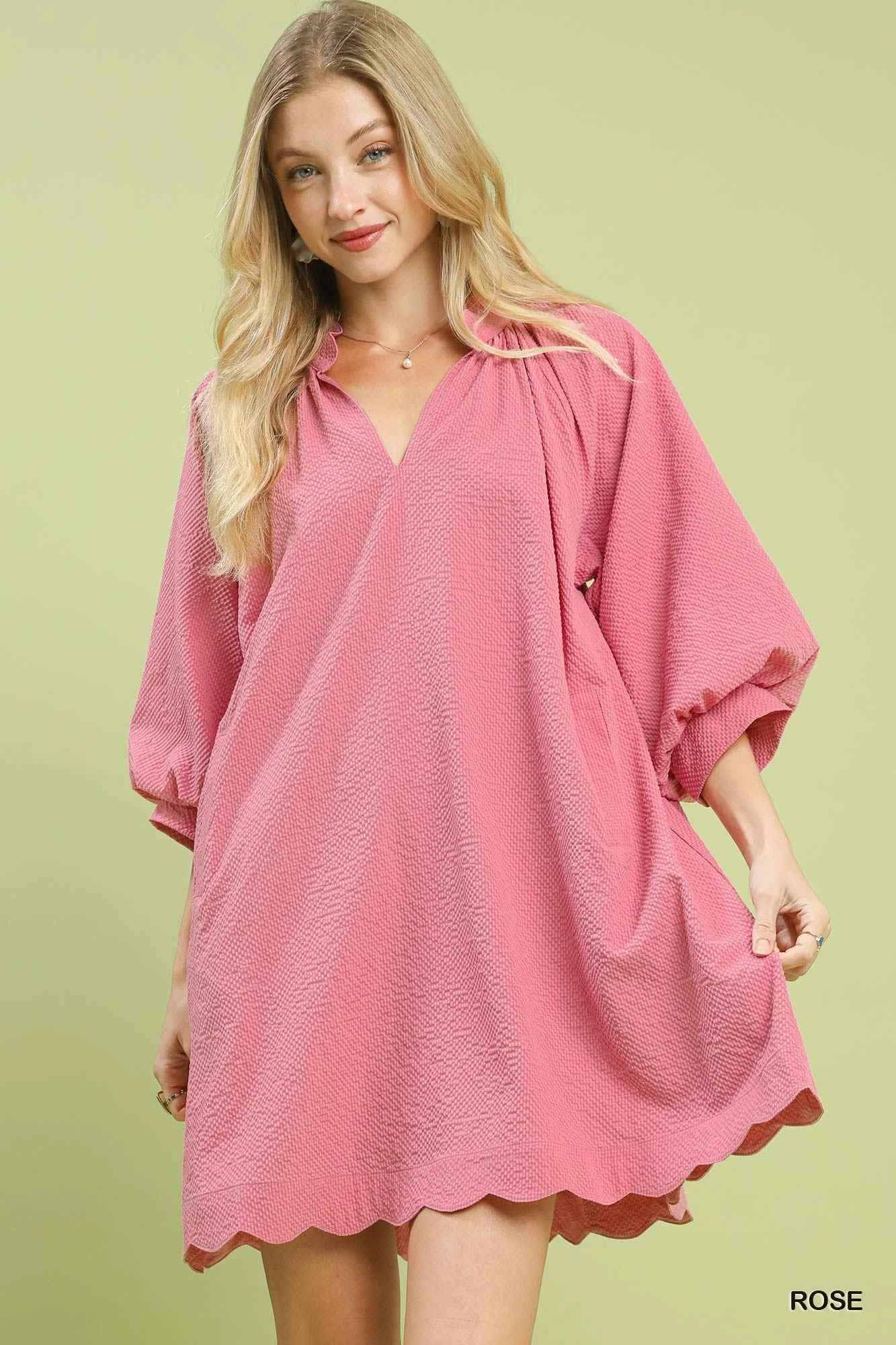 Umgee Textured Pocket Mini Dress
