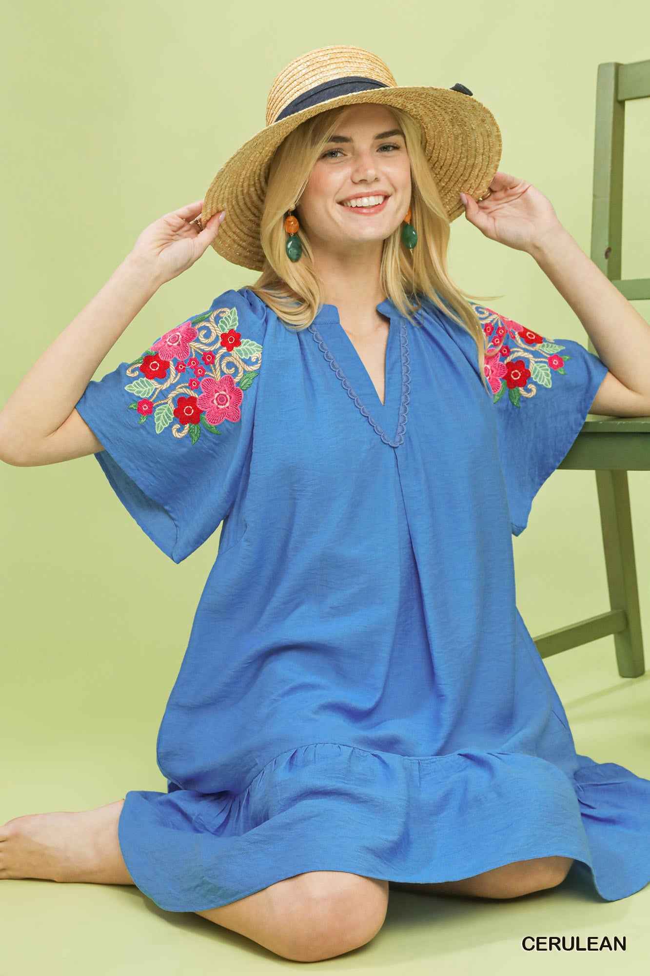 Umgee Embroidered Shoulder Dress