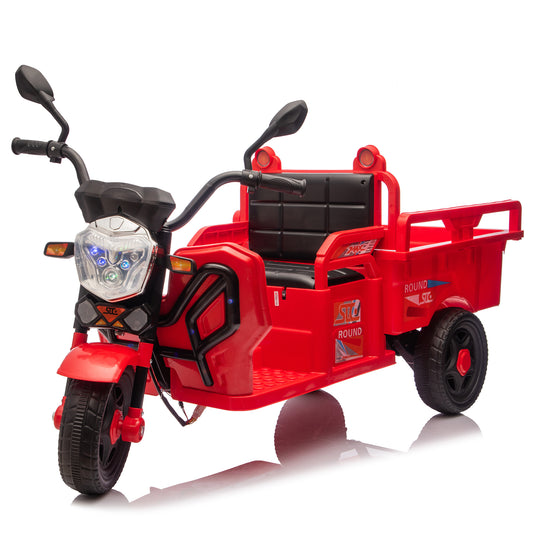 12V Kids Electric 3-Wheel Cargo Truck,2WD,Anti-Slip Wheels,Long Battery Life,Large Storage Space,Extra Wide Seat with LED Lights & Music,Stable Electric Trike for Toddlers,Recommended age: 3-6