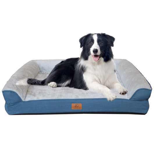 Dog Beds Large Sized Dog Waterproof Memory Foam Dog Sofa with Sides Non-Slip Bottom Large Pet Bed with Washable Removable Cover