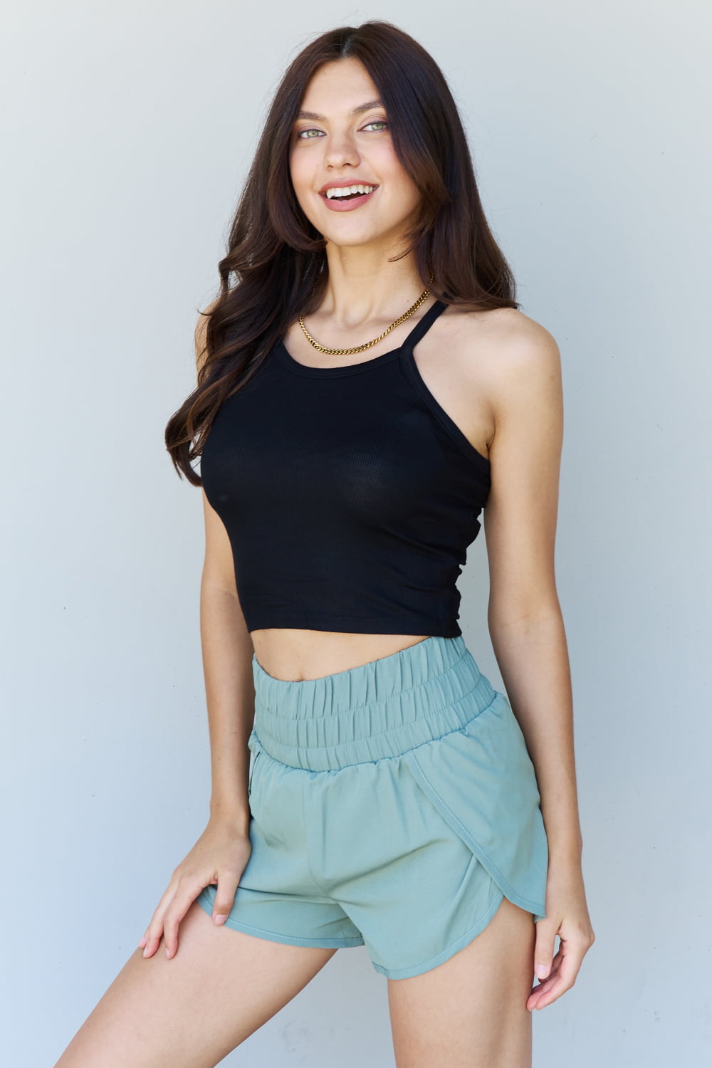 Ninexis Everyday Staple Black Ribbed Tank Top - Soft Modal Short Strap Ribbed Design