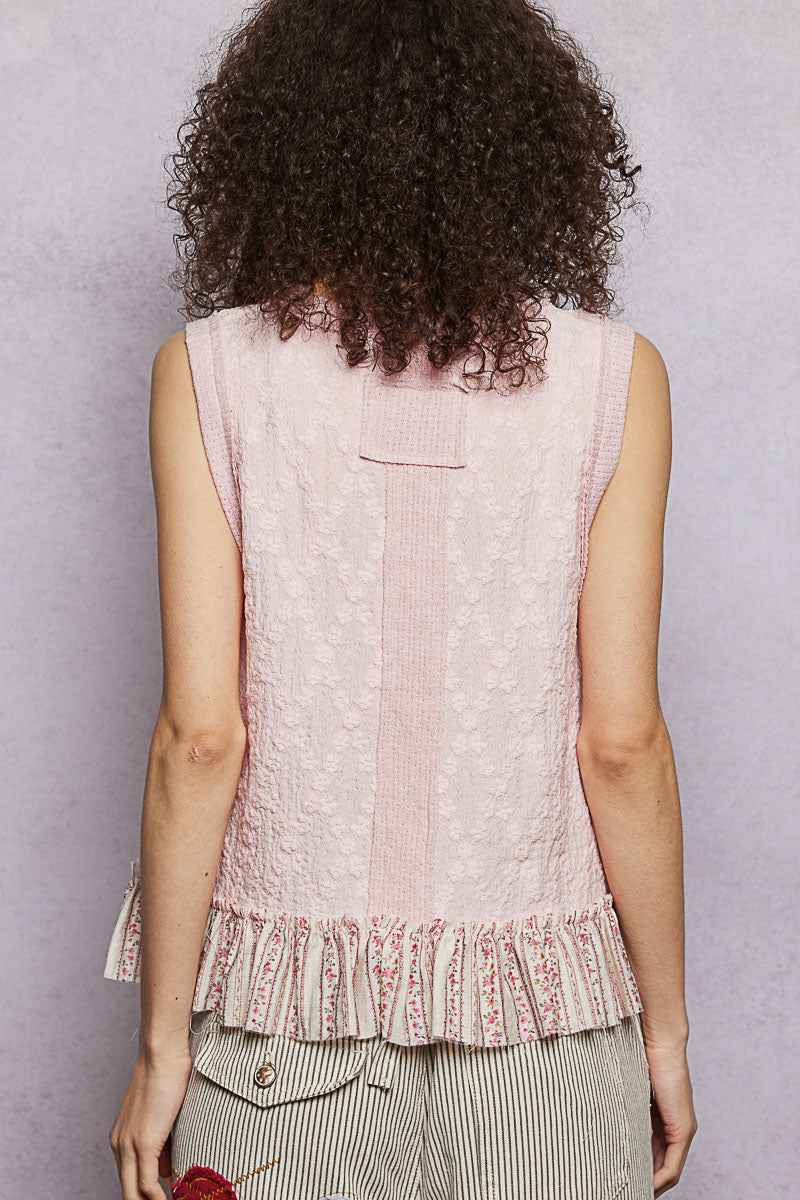 POL Floral Print V-Neck Textured Tank