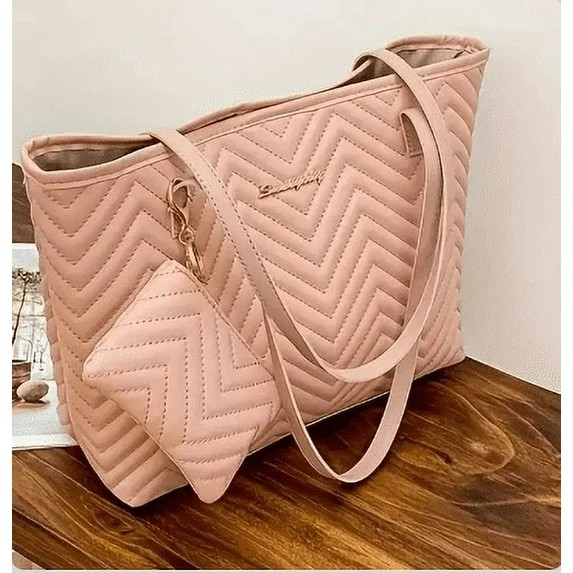 Women's Fashionable Wave Pattern Diamond Plaid Embroidered Shoulder Bag
