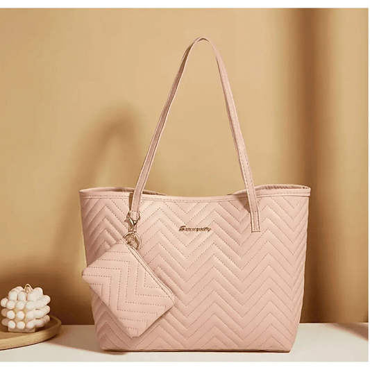 Women's Fashionable Wave Pattern Diamond Plaid Embroidered Shoulder Bag