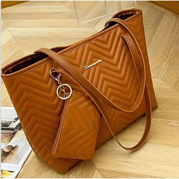 Women's Fashionable Wave Pattern Diamond Plaid Embroidered Shoulder Bag